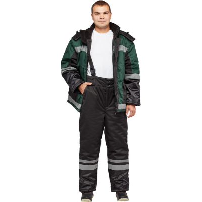 Костюм рабочий зимний з39-КБР черн/зел (р.48-50) 182-188