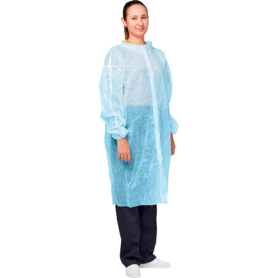 Халат на кнопках (30 гр) XXXL голубой (10 шт/упак)