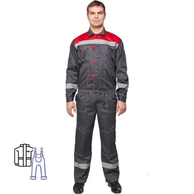 Костюм рабочий летний муж. Л20-КПК сер/красн (р.52-54) 194-200 (Арсенал-СП)