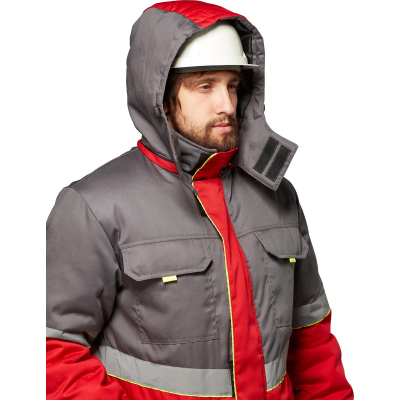 Куртка рабочая зимняя з43-КУ сер/красн р.44-46/182-188 (серия З)