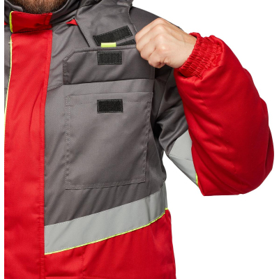 Куртка рабочая зимняя з43-КУ сер/красн р.44-46/182-188 (серия З)