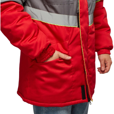 Куртка рабочая зимняя з43-КУ сер/красн р.44-46/182-188 (серия З)