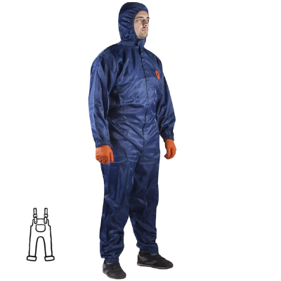 Комбинезон многоразовый защитный с капюшоном JetaSafety JPC75b синий рXXXL