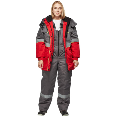 Костюм рабочий зимний женский з43-КПК сер/красн (р.64-66) 170-176 (серия З)
