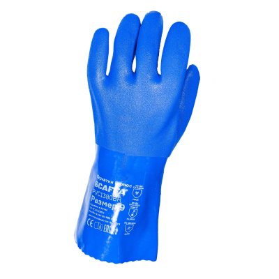 Перчатки защитные ПВХ SCAFFA Полюс PVC1380BR цв.синий р.9