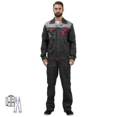 Костюм рабочий летний муж л10-КПК графит/св-сер (р.44-46) 182-188 (Базис)