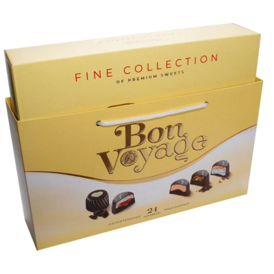 Конфеты Bon Voyage premium ассорти, СУМКА, бежевая коробка, 370г