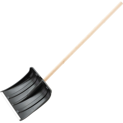 Лопата снеговая пластик 350х350х1445мм деревянный черенок 6157452