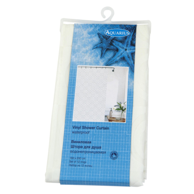 Штора для ванной PEVA Corona180х200см, цв. белый, 67469