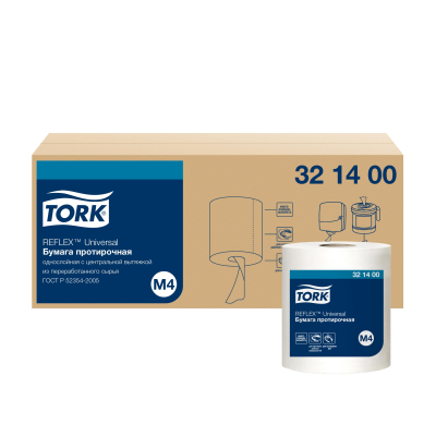 Бумага протирочная д/держ.Tork М4 Reflex с ЦВ 1сл.771л/рул. 6рул/уп 321400