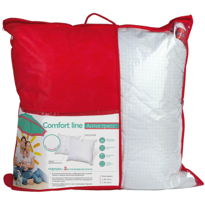 Подушка , 70х70см, (Полиэстер/ткань Антистресс), 800г, Мелкая клетка