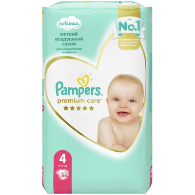Подгузники PAMPERS Premium Care Maxi (9-14 кг) 54 шт/уп