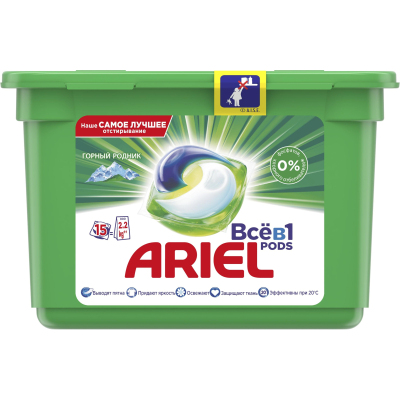 Капсулы для стирки ARIEL Автом. жидк.Liquid Capsules Горный родник,15 шт/уп