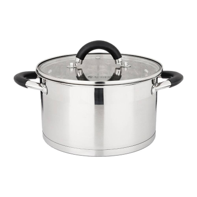 Кастрюля agness со стекл.крышкой, нерж.сталь, серия midnight 3,5л 20х11,5см