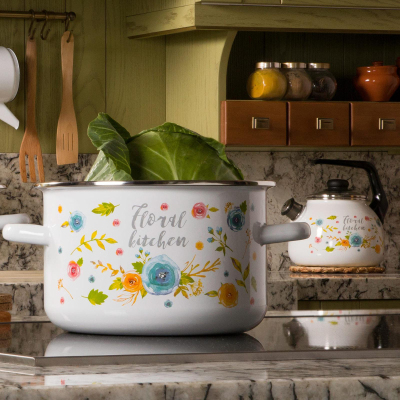 Кастрюля эмал цил Floral kitchen 2,0л , D=18cм, 6RD161M