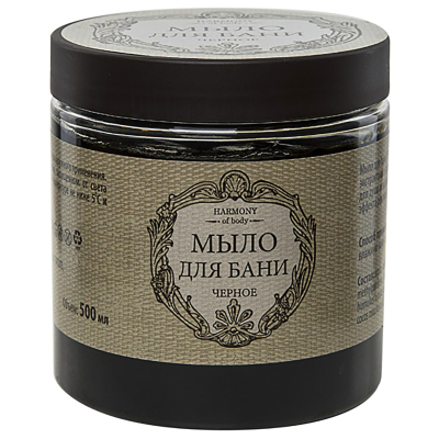 Гель для душа Мыло для бани Harmony of body черное, 500 мл
