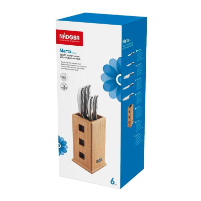 Набор из 5 кухонных ножей с универ. блоком, NADOBA, серия MARTA (722816)