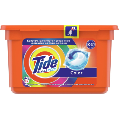 Капсулы для стирки TIDE Color 15х24.8г/22.8г, 15 шт/уп