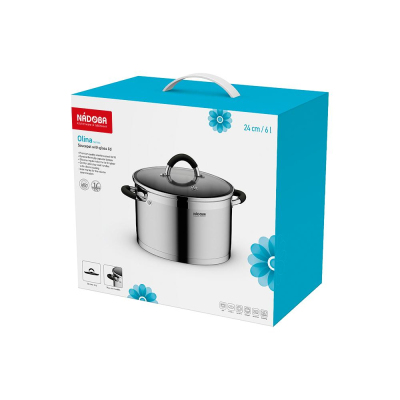 Кастрюля нерж.сталь 6л, стекл. крышка, серия OLINA, NADOBA (726411)
