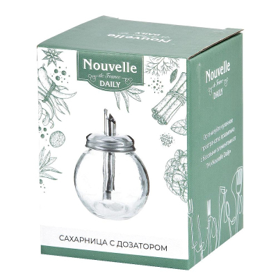 Сахарница с дозатором d=9см h=11см v=250мл (стекло/металл) 0190258