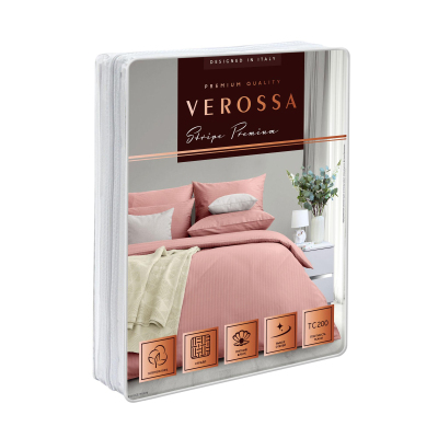 Постельное белье Евро страйп-сатин (4 нав.70х70 2шт., 50х70 2шт.), Rouge