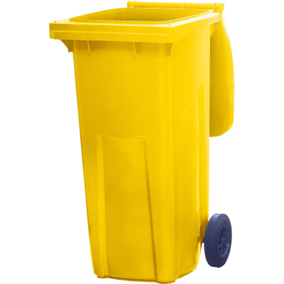 Контейнер-бак мусорный 120л на 2-х колёсах с крышкой желтый