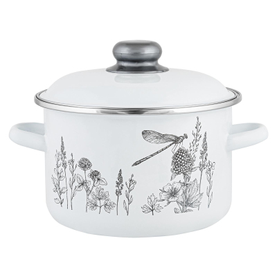 Кастрюля эмал цил FLORA-2 4,0л , D=22cм, 60075101