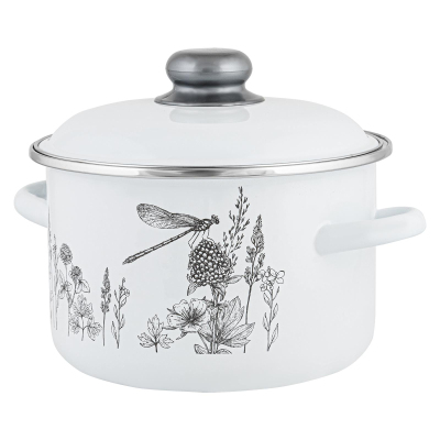 Кастрюля эмал цил FLORA-2 4,0л , D=22cм, 60075101