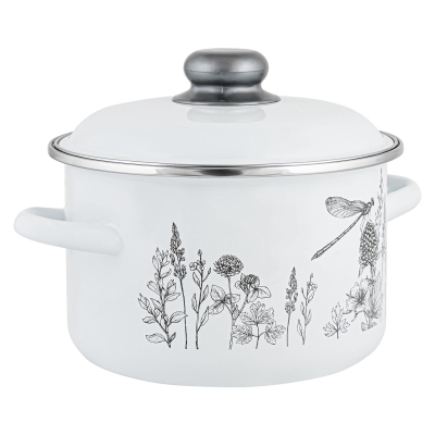 Кастрюля эмал цил FLORA-2 4,0л , D=22cм, 60075101