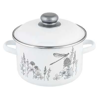 Кастрюля эмал цил FLORA-2 4,0л , D=22cм, 60075101