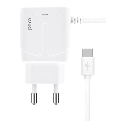 Зарядное устройство сетевое PERO TC04 1USB 2.1A + TYPE-C CABLE белый