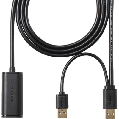 Кабель UGREEN удлинитель US137 USB 2.0 Active, 10м, черный (20214)