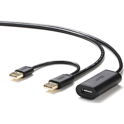 Кабель UGREEN удлинитель US137 USB 2.0 Active, 5м, черный (20213)