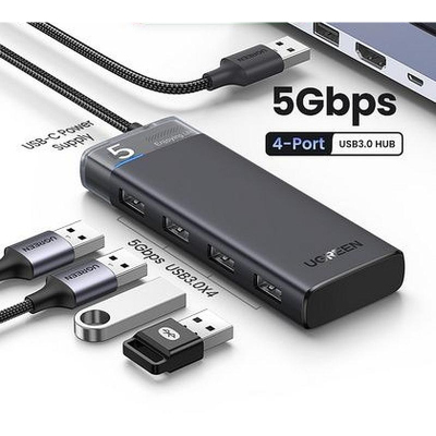 Разветвитель USB UGREEN CM653 (15548) 4-Port USB-A Hub, черный