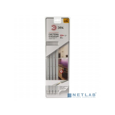 ЭРА C0043308 Модульный светильник LM-4x2,5-840-B1 (Светодиодный светильник, соединительный кабель, источник питания 15вт с выключателем и вилкой для розетки, крепежные клипсы, 3М скотч)