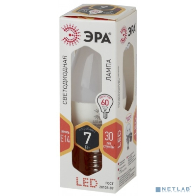 ЭРА Б0020538 Лампочка светодиодная STD LED B35-7W-827-E14 E14 / Е14 7Вт свеча теплый белый свет