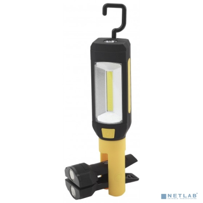 ЭРА Б0027823 Рабочий фонарь RB-801 серия "Практик" {6Вт COB светодиод, светильник 4Вт, 3xAAA в комплект не входят, крючок, магнит, клипса-прищепка}