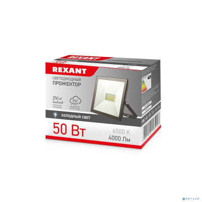 Rexant 605-004 Прожектор светодиодный 50 Вт 200–260В IP65 4000 лм 6500 K холодный свет