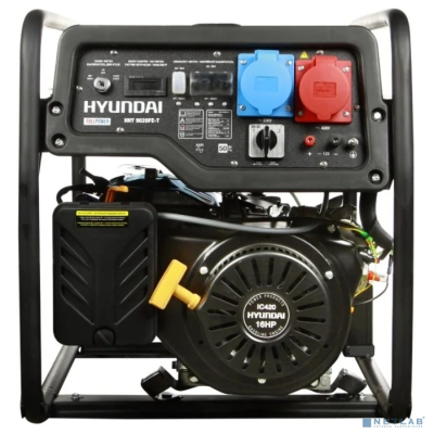 HYUNDAI [HHY 9020FE-T] Генератор бензиновый { Запуск ручной/электро, HYUNDAI IC420, 4-х такт, дв. 16 л.с., 420 см3, 230-400В/50Гц, 6,5 кВт/nom 6,0 кВт, Вес 86 кг }