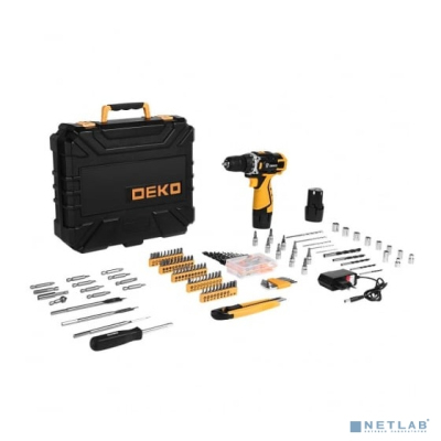 Аккумуляторная дрель-шуруповерт DEKO DKCD12FU-Li в кейсе + набор 193 инструмента для дома, 12В, 2х1.5Ач [063-4139]