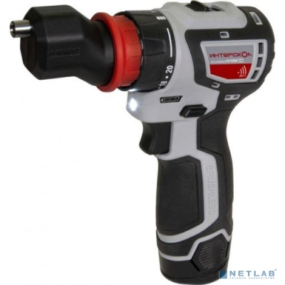 ИНТЕРСКОЛ ДА-10/12В 36 КомбиМАКС бесщеточная аккум. дрель-шуруп [687.2.2.79] { Li-ion, кейс, 2 аккум., 2Ач, 4 насадки }