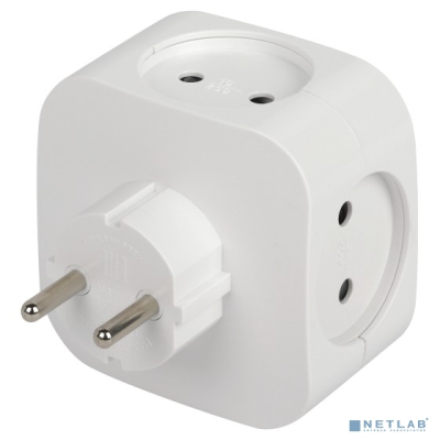 ЭРА Б0049532 Разветвитель электрический ЭРА SP-4-USB-W на 4 розетки 220V + 2xUSB 2400mA, без заземл 10А (белый)