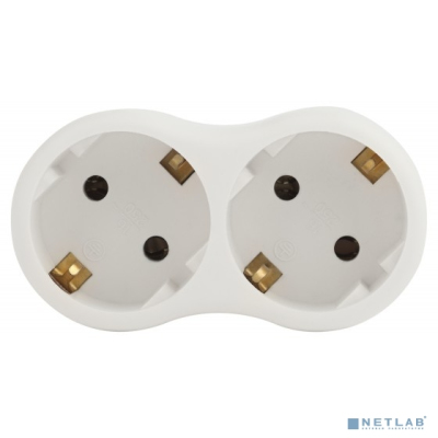 ЭРА Б0053478 Разветвитель электрический SPx-2e-W на 2 розетки с заземлением 16А белый