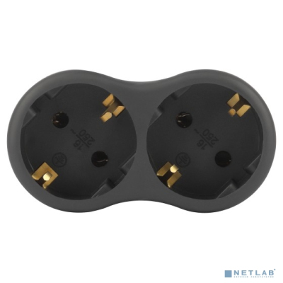 ЭРА Б0059722 Разветвитель электрический SPx-2e-B на 2 розетки с заземлением 16А черный