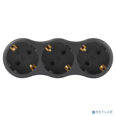 ЭРА Б0059723 Разветвитель электрический SPx-3e-B на 3 розетки с заземлением 16А черный