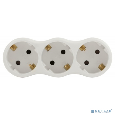 ЭРА Б0053479 Разветвитель электрический SPx-3e-W на 3 розетки с заземлением 16А белый