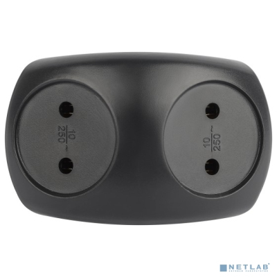 ЭРА Б0059720 Разветвитель электрический SPx-2-B на 2 розетки без заземления 10А черный