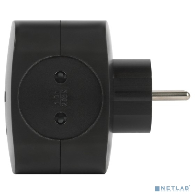 ЭРА Б0049536 Разветвитель электрический SP-4-USB-B на 4 розетки 220V + 2xUSB 2400mA, без заземл 10А (черный)