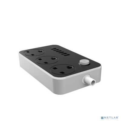 Perfeo LD_B4440 LDNIO SC3604/ Сетевой удлинитель 2м EU_UK_US + ЗУ на 6 USB/ 3 розетки (медь) - 2500W/USB 17W/ Gray