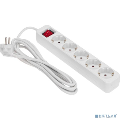 Rexant 13-4032 Удлинитель STANDARD 5 гнезд, 3м, 3х1,0мм?, с/з, с выключателем, белый